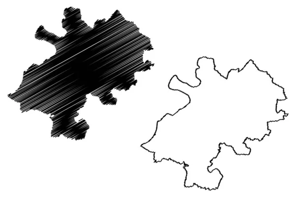 大都市圏ではない地域 イギリスと北アイルランド 儀式的な郡グロスターシャーまたはグロス イギリス 地図ベクトル図 スクリブルスケッチマップ — ストックベクタ