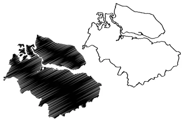 Иллюстрация Векторной Карты Района Суэйл Нонметт Боро Соединенное Королевство Великобритании — стоковый вектор