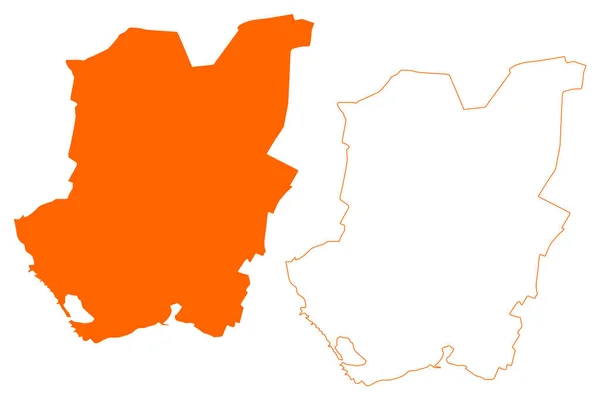 ドゥイヴェン自治体 オランダ王国 オランダ ゲルダーラント州またはグエルダーラント州 地図ベクトル図 スクリブルスケッチドゥイヴェン地図 — ストックベクタ