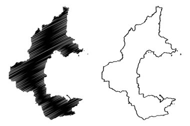 Torbay Borough ve üniter otorite (İngiltere Birleşik Krallığı ve Kuzey İrlanda, törensel ilçe Devon veya Devonshire, İngiltere) harita vektör çizimi, çizim haritası