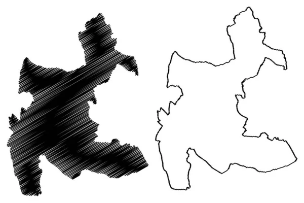 三河非都市地区 大不列颠及北爱尔兰联合王国 礼仪县赫特福德郡或英格兰赫特人 地图矢量图解 笔迹草图 — 图库矢量图片