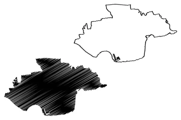 サロック バラと統一自治区 イギリスと北アイルランド 儀式郡エセックス イングランド 地図ベクトル図 スクリブル スケッチマップ — ストックベクタ