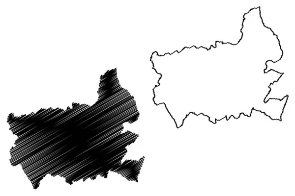 白馬の谷非大都市圏 イギリスと北アイルランド 儀式的な郡オックスフォードシャー イギリス 地図ベクトル図 スケッチマップ — ストックベクタ