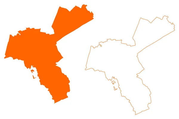 Карта Города Муниципалитета Гронингена Королевство Нидерландов Голландия Гронинген Грунн Провинция — стоковый вектор