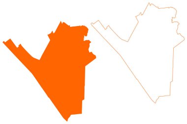 Stadskanaal Town ve belediye (Hollanda Krallığı, Hollanda, Groningen, Grunn veya Grinslan vilayeti) harita vektör çizimi, çizim Stadskanaal haritası