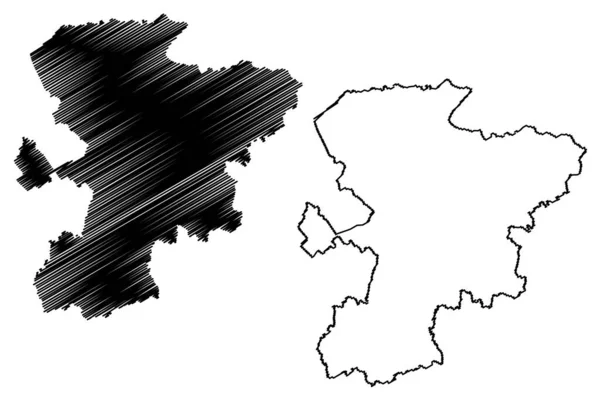 西サフォーク非大都市圏 イギリス 北アイルランド連合王国 儀式的な郡サフォーク イギリス 地図ベクトル図 スケッチマップ — ストックベクタ