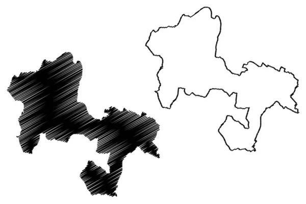 ウィンザーとメイデンヘッド イギリスと北アイルランドの連合王国 儀式的な郡バークシャー バークス イングランド 地図ベクトル スクリブルスケッチマップ — ストックベクタ