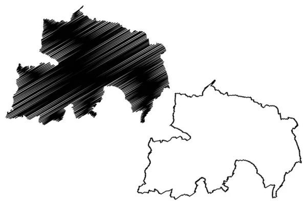 ワイヤの森非大都市圏 イギリスと北アイルランドのイギリス 儀式的な郡ウスターシャーや仕事 イングランド 地図ベクトル図 スケッチブックマップ — ストックベクタ