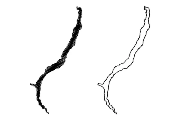 Lake Adams Canada North America Map Vector Illustration Scribble Sketch — 图库矢量图片