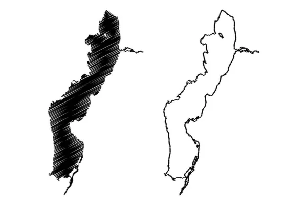 Lake Alaotra Afrika Republiek Madagaskar Kaart Vector Illustratie Krabbel Schets — Stockvector