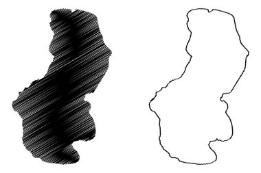 Hawassa Gölü veya Awasa (Afrika, Etiyopya Federal Demokratik Cumhuriyeti) harita vektör çizimi, çizim haritası