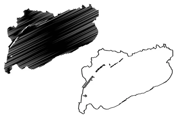 Lake Idku Afrika Arabische Republik Ägypten Kartenvektorillustration Kritzelskizze Edko Karte — Stockvektor