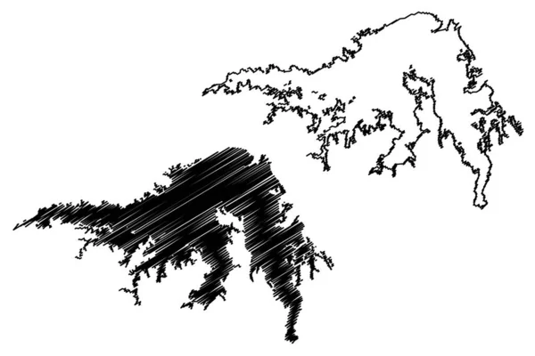 Lake Kinkony Africa Republic Madagascar Map Vector Illustration Scribble Sketch — Stock Vector