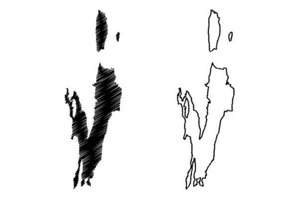 Lac Magadi Afrique République Kenya Illustration Vectorielle Carte Croquis Gribouillis — Image vectorielle