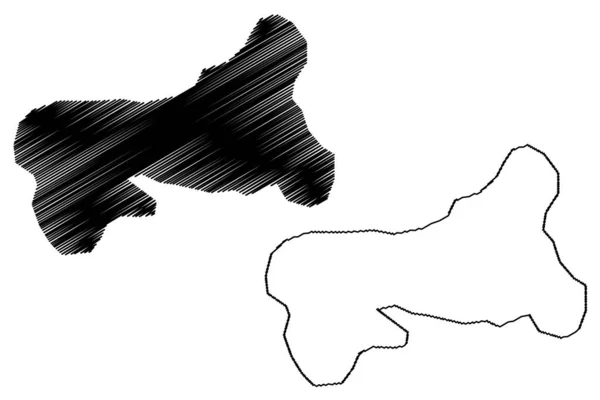 Lake Monoun África República Dos Camarões Mapa Ilustração Vetorial Scribble — Vetor de Stock