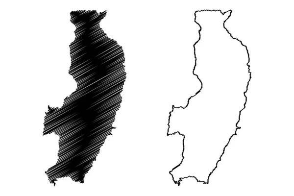 Lago Natron África República Unida Tanzania Mapa Vector Ilustración Garabato — Vector de stock
