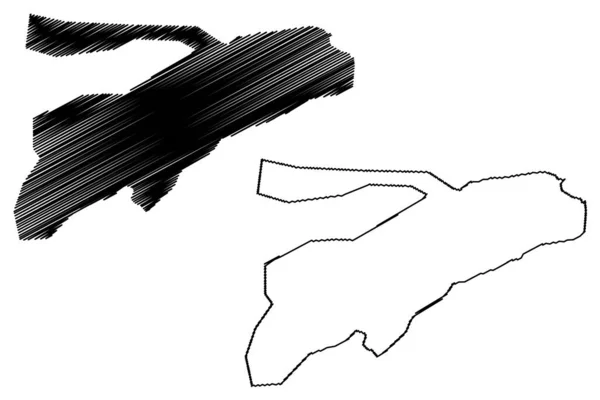 Lake Africa Republic South Sudan Map Vector Illustration Scribble Sketch — Vector de stock