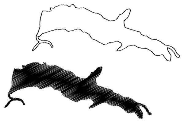 Lake Oguta África República Federal Nigéria Mapa Ilustração Vetorial Scribble — Vetor de Stock