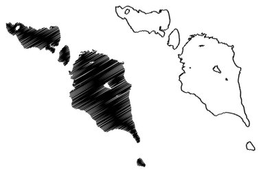 Lake Alakol and Sasykkol (Republic of Kazakhstan) map vector illustration, scribble sketch map