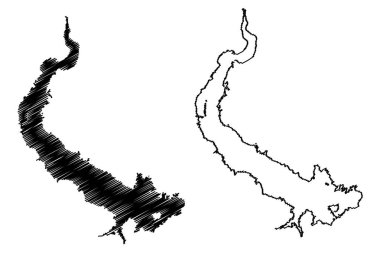 Lake Assad (Syrian Arab Republic, Syria) map vector illustration, scribble sketch Buhayrat al-Assad map