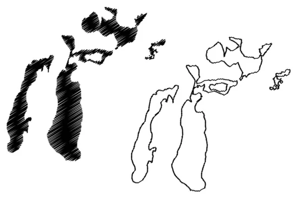 Озеро Аральське Море Республіка Казахстан Республіка Узбекистан Картографічна Векторна Ілюстрація — стоковий вектор