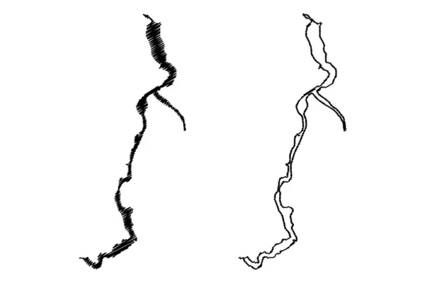 Lake Attabad Ісламська Республіка Пакистан Map Vector Illustrch Scribble Sketch — стоковий вектор