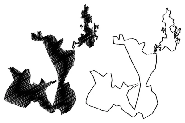 Lake Asfar Kingdom Saudi Arabia Ksa Map Vector Illustration Scribble — Vettoriale Stock