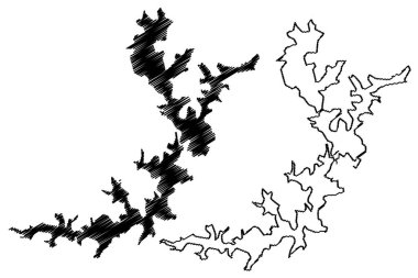 Avalanche Gölü, Emerald ve Ootacamund (Hindistan Cumhuriyeti, Ooty, Tamil Nadu) harita vektör çizimi, çizim Avalanchi haritası
