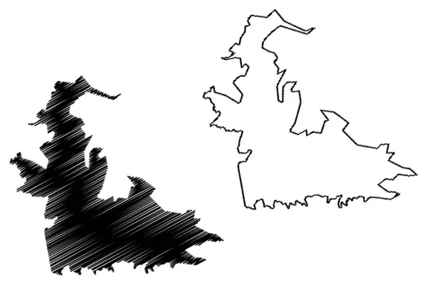 Lake Begnas Federal Democratic Republic Nepal Map Vector Illustration Scribble — Vector de stock