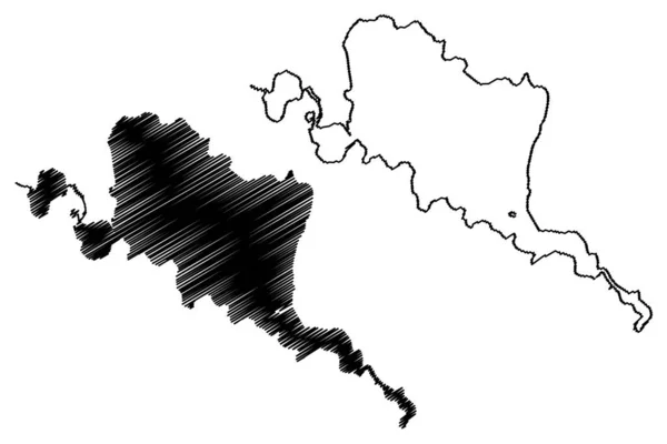 Lake Fewa Federal Democratic Republic Nepal Map Vector Illustration Scribble — Vettoriale Stock