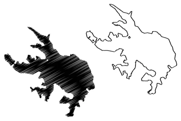 Карта Озера Чэнсинг Тайвань Китайская Республика Roc Векторная Иллюстрация Каракульный — стоковый вектор