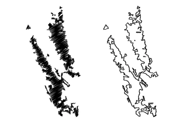 Lake Kaptai People Republic Bangladesh Map Vector Illustration Scribble Sketch — Vetor de Stock