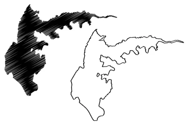Lake Lantan Taiwan Republic China Roc Map Vector Illustration Scribble — Vector de stock