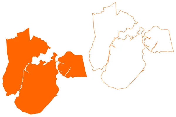 Uitgeest市 荷兰王国 荷兰北部或荷兰诺德省 地图矢量图解 笔迹草图 — 图库矢量图片