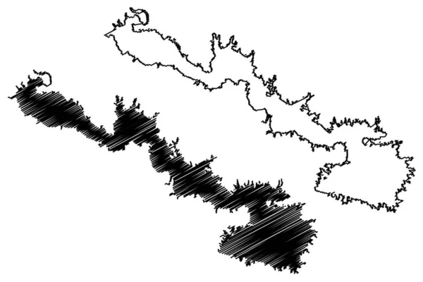モスル湖 イラク共和国 地図ベクトル図 スケッチブック サダムダム地図 — ストックベクタ