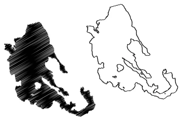 Lake Milh Republic Iraq Map Vector Illustration Scribble Sketch Sea — Wektor stockowy