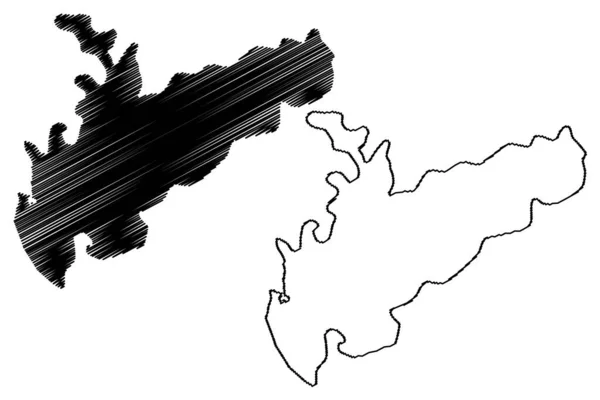 Lake Qattinah Syrian Arab Republic Syria Map Vector Illustration Scribble — Stok Vektör