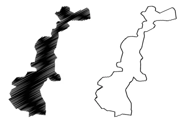 Векторная Карта Озера Рупа Федеративная Демократическая Республика Непал Каракульный Эскиз — стоковый вектор