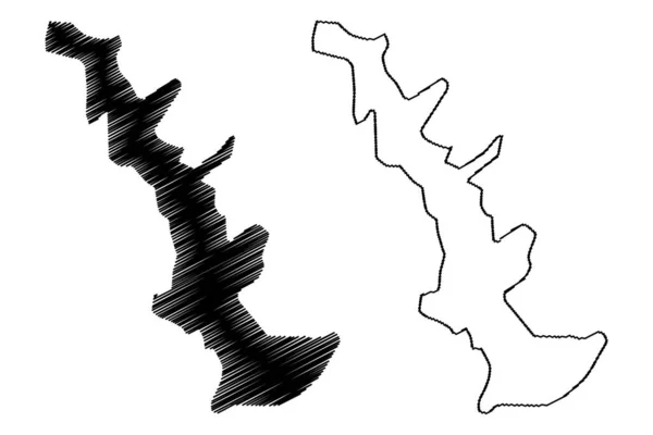 Lake Sary Chelek Kyrgyzstan Kyrgyz Republic Map Vector Illustration Scribble — Stockový vektor
