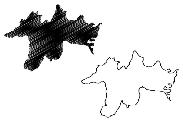 Lake Shanti Sagara Indická Republika Mapa Vektorové Ilustrace Načmáraný Náčrt — Stockový vektor
