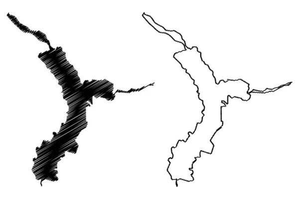 Shey Phoksundo湖 尼泊尔联邦民主共和国 地图矢量图解 速写草图Phoksundo湖地图 — 图库矢量图片