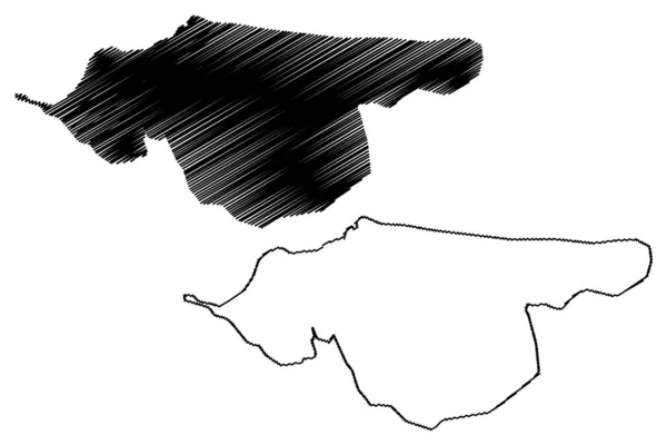 トンゴ湖 インド共和国 地図ベクトル図 スケッチブック トンモ地図またはチャング地図 — ストックベクタ