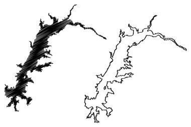 Lake Zengwen (Taiwan, Republic of China, ROC) map vector illustration, scribble sketch Zengwen or Tsengwen Dam map