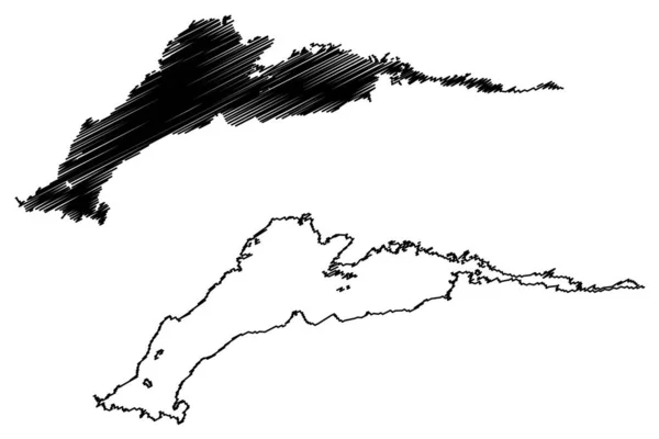 Lake Athabasca Canada North America Map Vector Illustration Scribble Sketch — 스톡 벡터