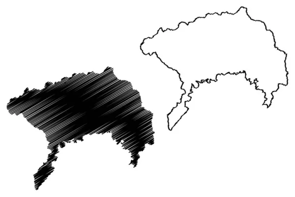 Lake Atitlan Central America Republic Guatemala Map Vector Illustration Scribble — Vetor de Stock