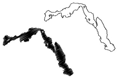 Lake Cochrane or Pueyrredon (South America, Argentine Republic, Argentina, Chile, Patagonia) map vector illustration, scribble sketch map