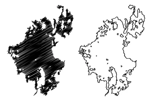 Lake Dubawnt Canada North America Map Vector Illustration Scribble Sketch — стоковый вектор