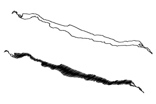 Lake Bandak Kingdom Norway Map Vector Illustration Scribble Sketch Bandak — Stok Vektör