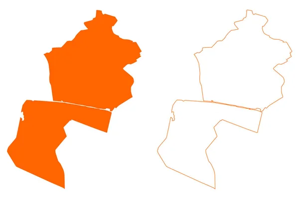 ヘネロ自治体 オランダ王国 オランダ王国 オーバーイッセル州またはオアベイセル州 地図ベクトル図 スクリブルスケッチヘネロ地図 — ストックベクタ