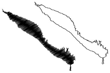 Lake Dospat Reservoir (Republic of Bulgaria) map vector illustration, scribble sketch Dospat Dam map